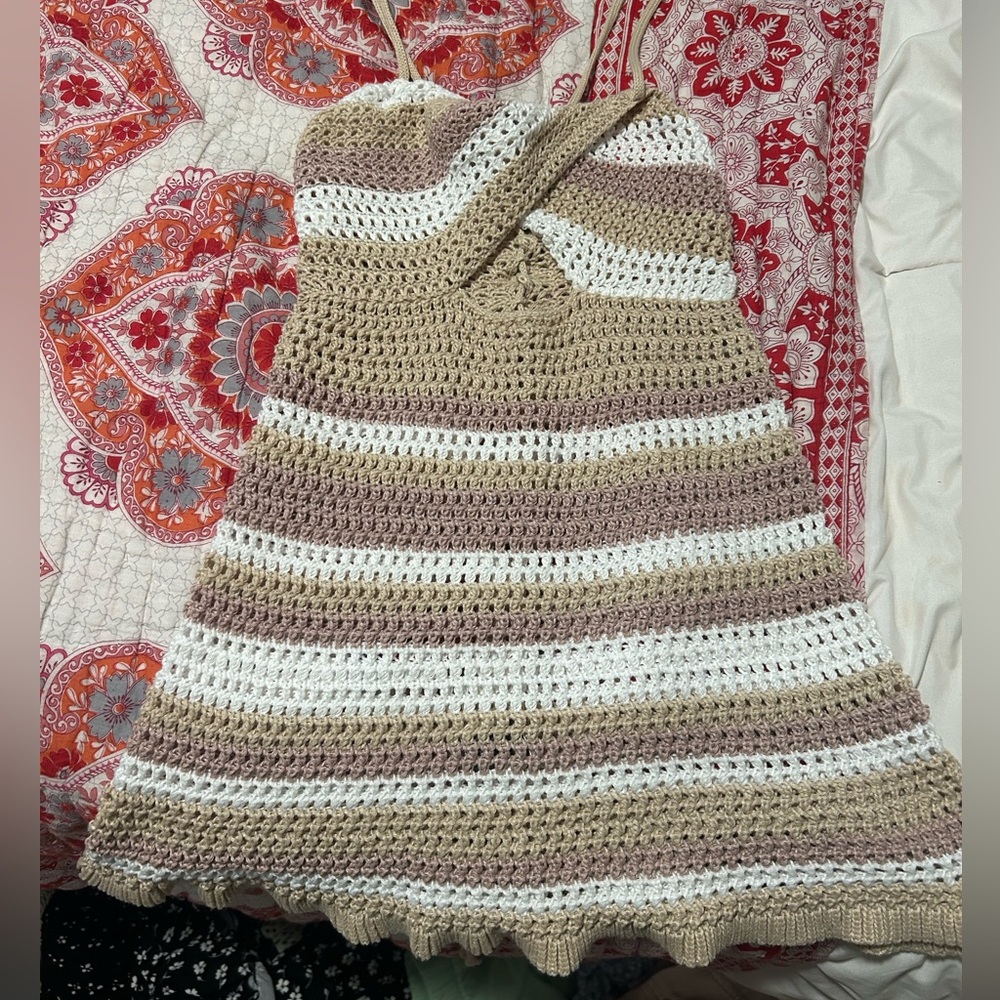 SHEIN Multicolor Crochet Halter Dress
